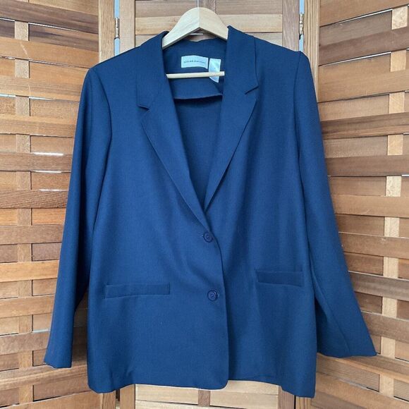 Alfred Dunner Blue Blazer Classic Suit Jacket Women 16 Polyester 2 Button Close - Picture 1 of 6